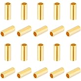 PH PandaHall Golden Plated 925 Sterling Silver Crimp Tube Beads, 5x2mm Long Tube Crimp End Spacer Beads, Loose Stopper Beads for Necklaces, Bracelets, Jewelry Gift Making, Hole: 1.5mm