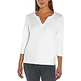 Orvis Ladies' 3/4 Sleeve Pima Cotton Tee/Top with Side Slits, Black