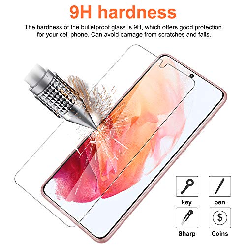 GEEMAI Verre Trempé Compatible avec Samsung Galaxy S21, 3 Pièces Verre Trempé et 2 Pièces Caméra Arrière Protecteur,Haute Transparence sans Bulles Film Protection Écran.