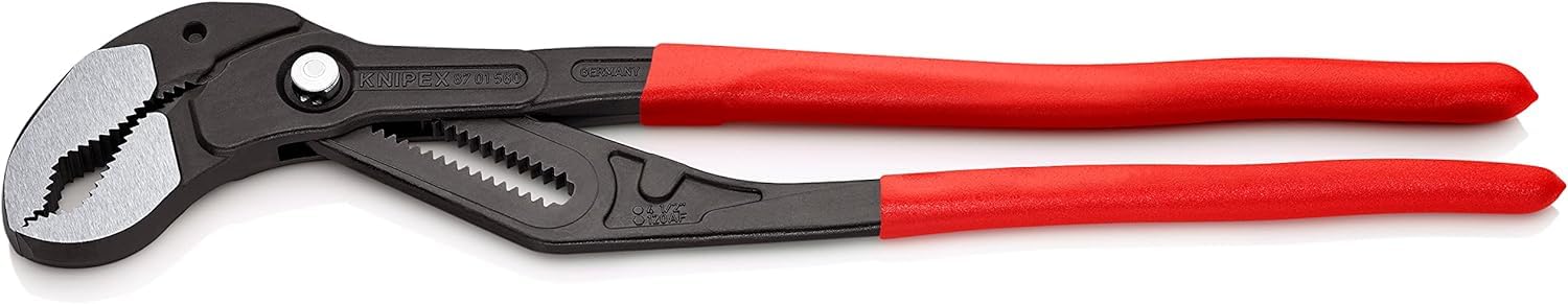 KNIPEX Cobra XXL Water Pump Pliers, 560 mm, Nuts to 120mm, Pipes to 115 mm, Self-Locking, Fine Adjustment by Button Push, Pipe Wrench, 87 01 560