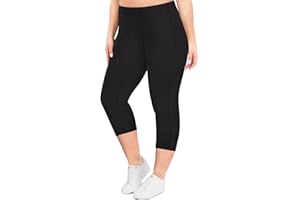 TIYOMI Plus Size Capri Leggings for Women High Waist Knee-Length Leggings Tummy Control Capri XL-5XL