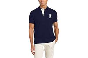 U.S. Polo Assn. Men's Short-Sleeve Polo Shirt with Applique, Casual Summer Slim Fit Polo Shirt With Contrast Color