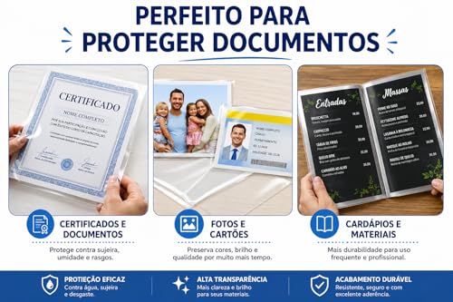 200 Folhas Plástico Para Plastificação A4 125mic 220x307mm