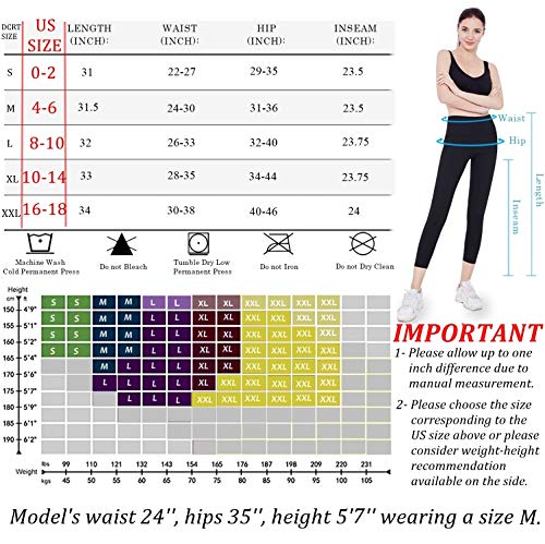 Compression Workout Leggings – Stretch Yoga Pants for Women - Premium 7/8 Length – XL - Black