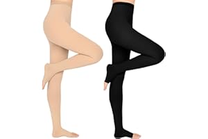 WEGITCS 2 Pairs 15-20 mmHg Compression Pantyhose for Women, Closed Toe Compression Stockings, Waist High Opaque Compression Tights for Varicose Veins, Swelling, Teacher, Doctor