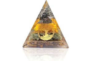 BIVGEM Orgone Pyramid Healing Crystal (Golden Transparent - Wealth Pyramid)