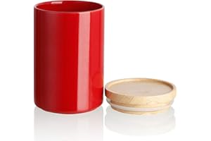SWEEJAR Kitchen Canisters Ceramic Food Storage Jar, Stackable Containers with Airtight Seal Wooden Lid for Serving Ground Cof
