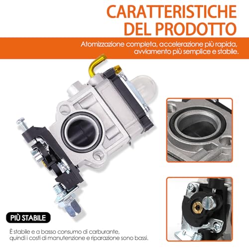 Carburetor for 52cc 49cc 43cc Brushcutter, Complete Accessory Kit Included, Fits a Wide Variety of Lawn Mowers, Brushcutters and Chain Saws