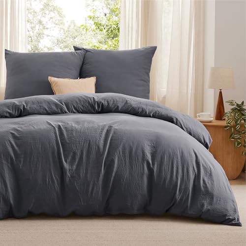 Housse de Couette 240 x 220 cm Gris avec 2 Taies d'oreiller 50 x 75