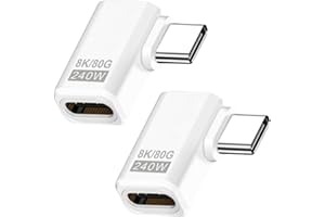 Danfetsoy USB C Right Angle Adapter 80Gbps, 240W Right Angle USB C Adapter, 8K@60Hz Thunderbolt 5 Type C Male to Female Exten