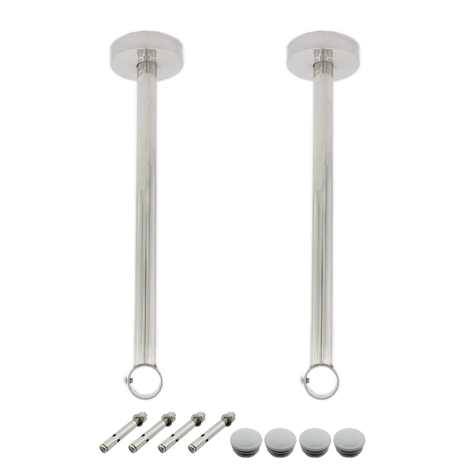 Photo 1 of 2 Pack Ceiling Mount Bracket, Stainless Steel Wardrobe Pipe Bracket Rod Holder Ceiling Holder, ULIFESTAR Shower Curtain Closet Wardrobe Rod Lever Support Holder Pipe Flange Socket (D*H)26*350mm/1*14''