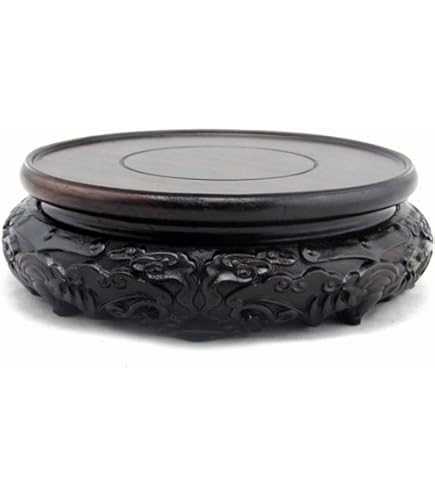 CVHOMEDECO Rustic Rosewood Circular Display Stand - 9.45" Inside Diameter Base For Vases, Bowls & Collectibles
