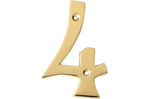 A10SHOP Motif 4-Inch Solid Brass Lacquered Polished Mailbox Numbers House Numbers For Outside House Numbers Address Sign For Door, House Signs for Outside (Number 4)