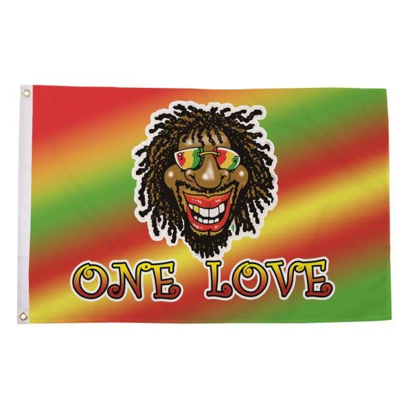 Flagtex One Love Rasta Man Flag 8ft x 5ft Extra Large Flag 240cm x 150cm | Premium Woven Polyester with Brass Eyelets | Indoor Outdoor Garden Decoration Wall Hanging Display