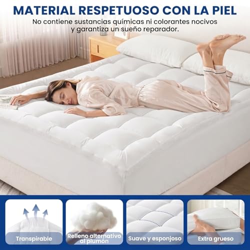 DUANDUAN Mattress Topper 90 x 190 cm – Soft Mattress Topper with 900 g/m² Microfibre Filling – Mattress Cover for 10-30 cm Mattresses – Machine Washable