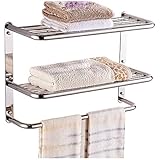 LUANT 24 Inch Bathroom Shelf 3-Tier Wall Mounting Rack with Towel Bars