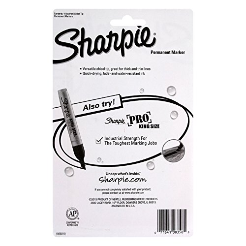 Sharpie Permanent Marker, Chisel Tip, Assorted Fashion Colors, 4Count Pricepulse