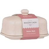 Mason Cash In the Meadow Butter Dish Embossed Floral Design, Durable Stoneware, Airtight Lid &ndash; Holds Up to 500g of Butter &ndash; Classic Kitchen &amp; Tabletop Storage (9cm H x 15.6cm L x 10.6cm W)