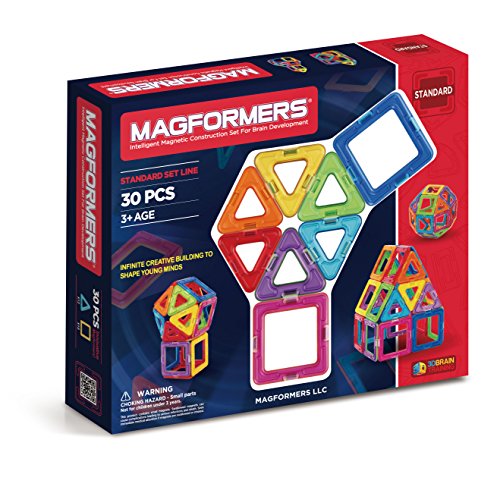 Magformers Basic Set (30 pieces) magnetic building blocks, educational magnetic tiles, magnetic building STEM toy