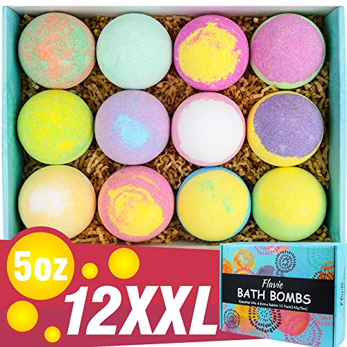 Bath Bombs, Bubble Bath, Organic SPA Gift Set 12 XXL 5 OZ, Bath Salts