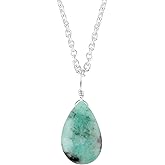 NJCRAFT Pear Natural Cabochon Necklace for Women | Handmade Gemstone Pendant | 8–14 mm Stone | Chain 16+2 Inch Adjustable