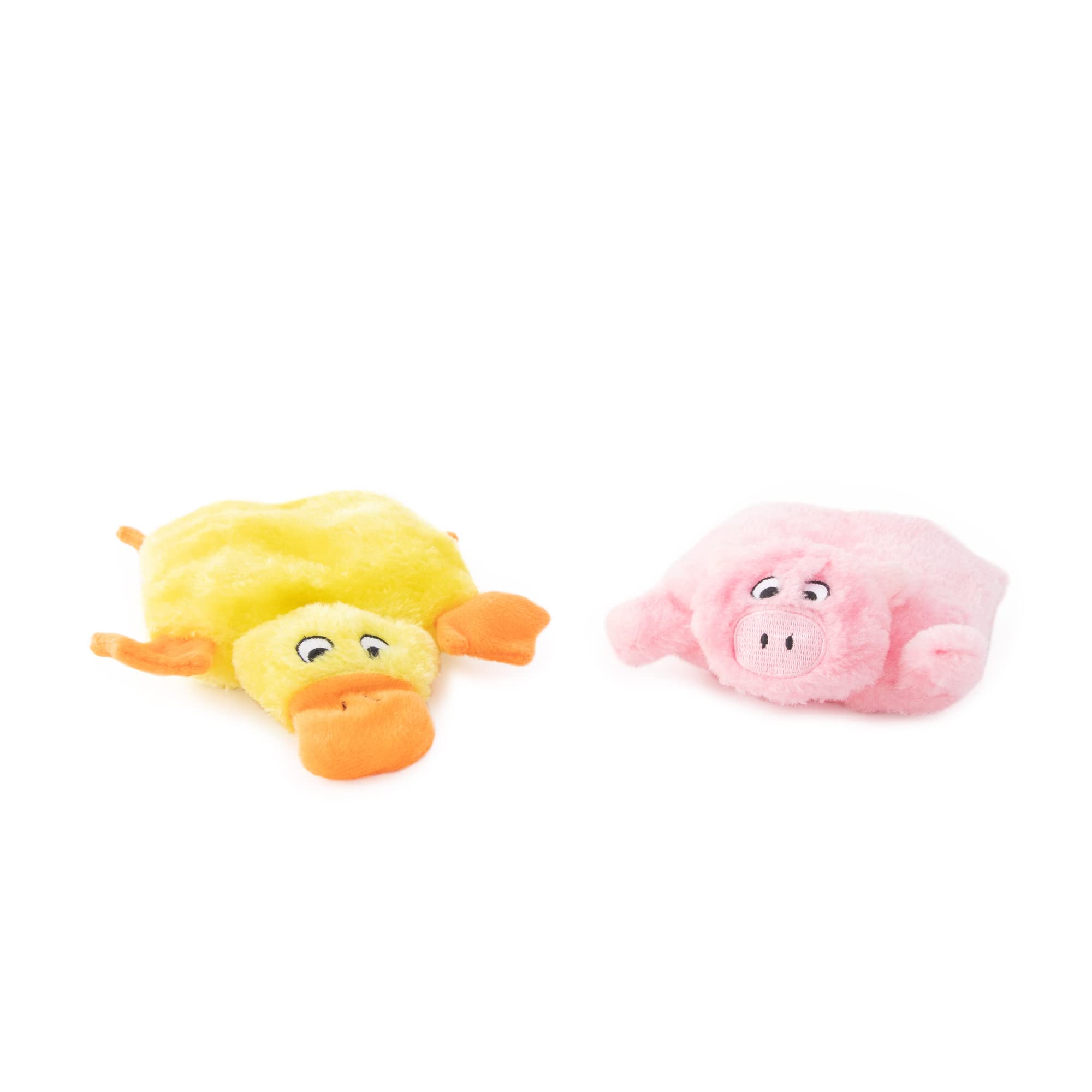 ZippyPaws Squeakie Pads - 2-Pack (Duck, Pig) Dog Squeaky Plush Toy for Dogs