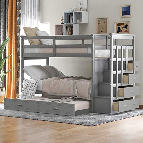 Harper Bright Designs Bunk Bed Twin Over Twin, Wood Twin Bunk
