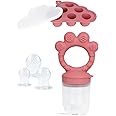 LOTBILL Baby Breastmilk Popsicle Molds & Baby Fruit Food Feeder Pacifier, Silicone Baby Food Storage Containers, Baby Popsicle Molds Teething for Toddler Teething & Infant Self Feeding (Pink)