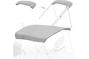 Mionovity 4 Bow Bimini Top Replacement Canvas with Light Hole & Storage Boot,Pontoon Bimini Top Replacement Canvas,900D Heavy Duty Waterproof Bimini Top Canvas Only Without Frame8'L 97"-103" W Grey