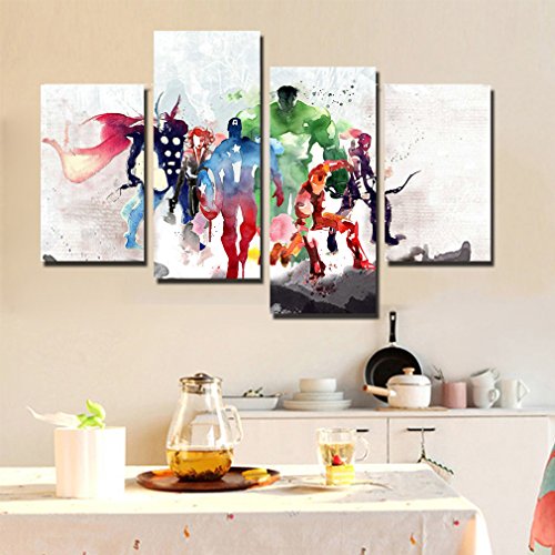 H.COZY 4 Piece The Avengers Modern Art Canvas Wall Paintings Cuadros