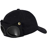 MONSHMU Baseball Hat with Goggles Adjustable Soft Curved Baseball Hat Hip Hop Hats for Men Women Unisex