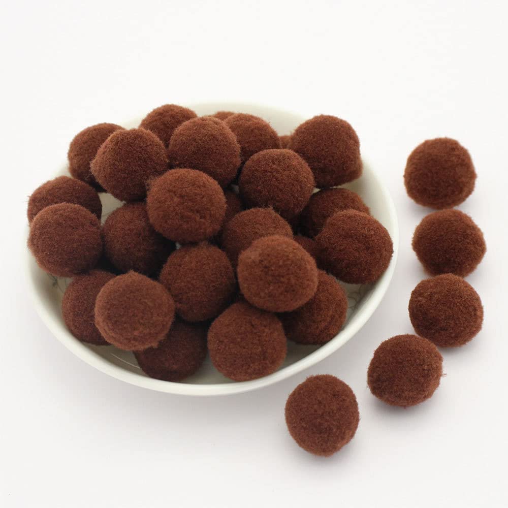 8 mm, approx. 500 pieces, colourful mini pompoms for crafts, felt balls, colourful pom pom balls, small pompoms, fluffy plush balls for decorating, sewing, DIY, creative crafts, brown
