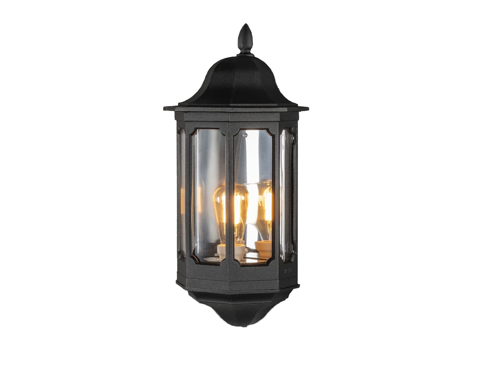 Konstsmide Handmade Outdoor Wall Light Main Powered/Pallas Flush Lantern Light/1 x 100 W E27 Max Wall Lamp/Acrylic Panel/Aluminium/IP23/Black Outside Light
