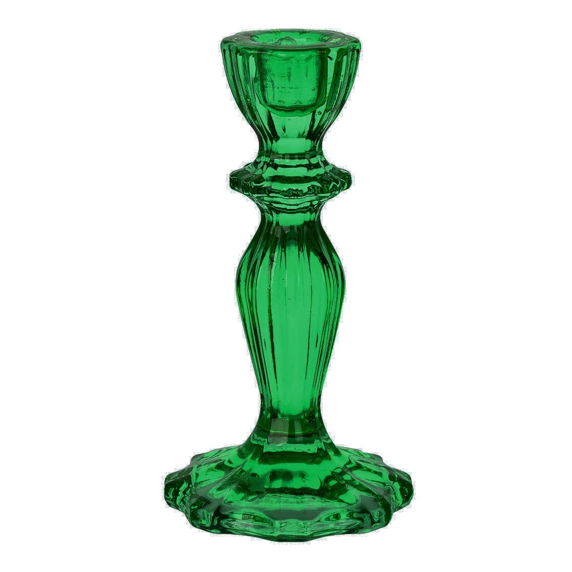 Green Jeweled Glass Candlestick Holder - Decorative Taper Candle Stand, Elegant Dinner Party Decorations, Easter Home Décor, Summer Birthday, Garden, Wedding, One Size, - Made By Talking Tables