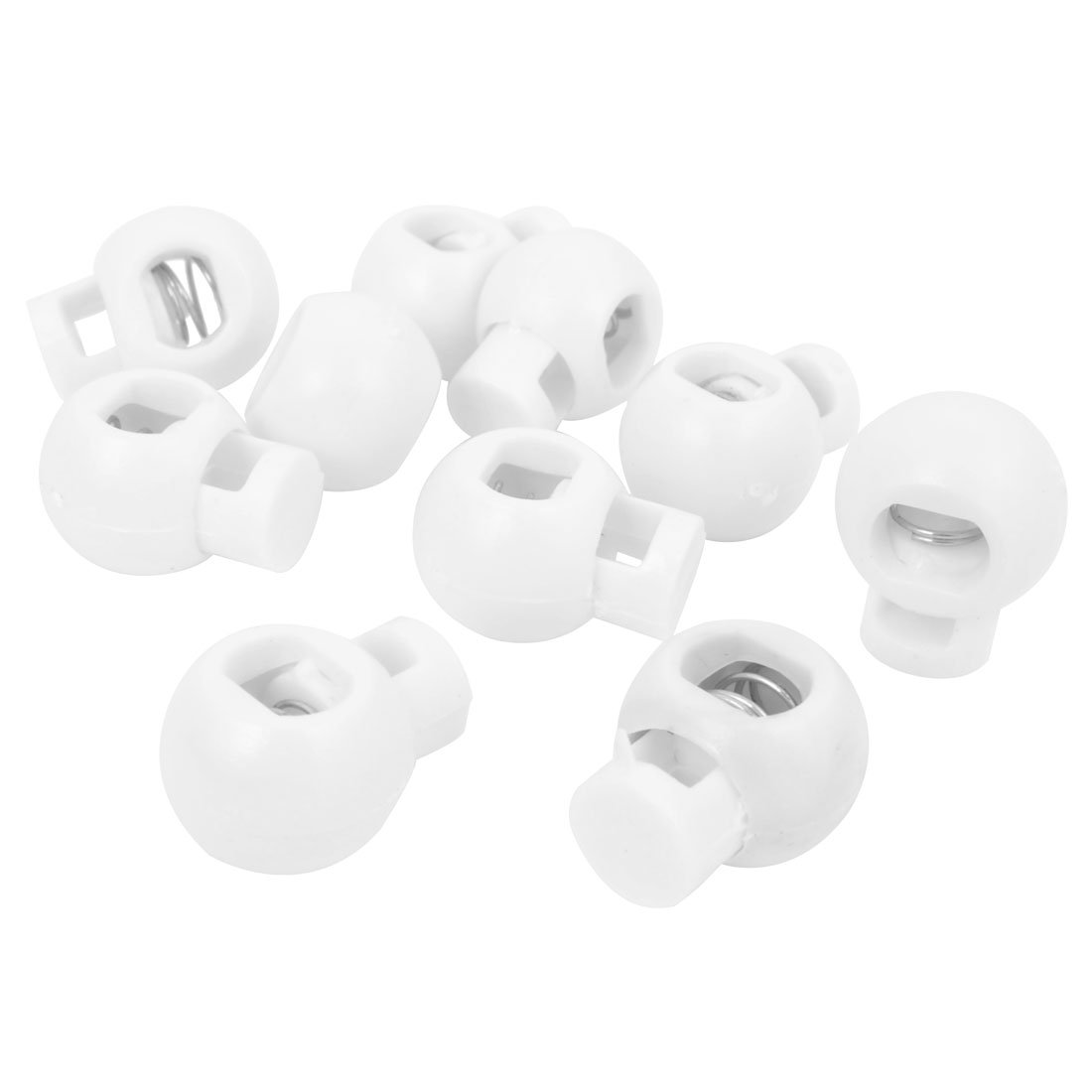 sourcing map Plastic Rope Cord Locks Ends Stoppers 6mm x 5mm 10pcs White