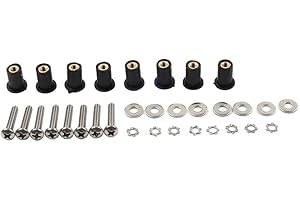 Cndoci37 24pcs OT001449 Headlight for Touring Bucket Nacelle Stainless Steel & Rubber Well Nut Screw Stainless Steel & Rubber