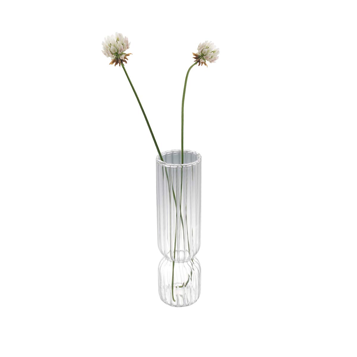 C&Z Glass Bottles Small Bud Vase with Vertical stripes for Wedding, Birthday and table decoration Clear