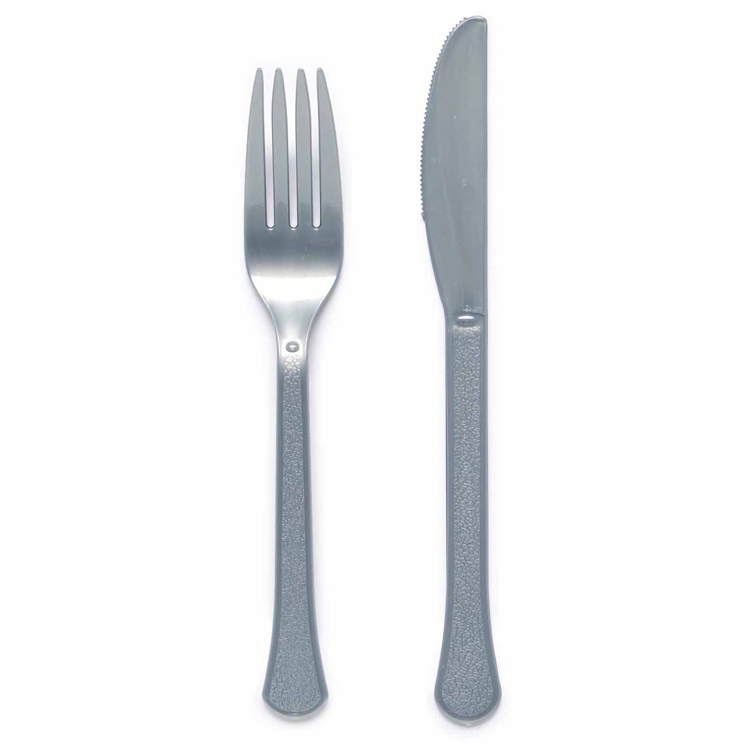 Amscan 9915411-215 - Graphite Grey Eco-Friendly Re-usable Dishwasher Safe Mixed Cutlery - 24 Pack