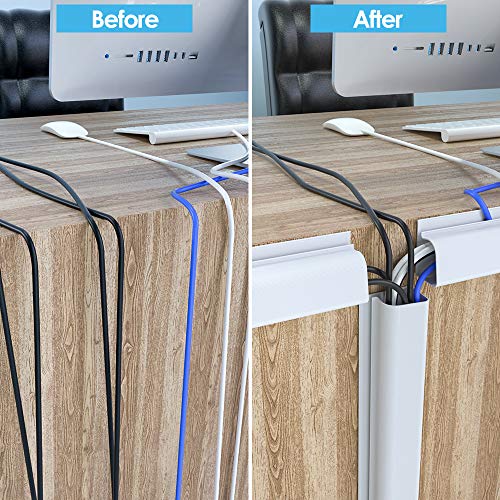 Yecaye 4 Pack Desk Cable Management Tray Large Capacity J Channel