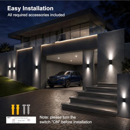 Lacasa Luz Solar Exterior de Pared, 2 Pack 2 Modos Luces Solares Apliques | 2 Colores en 1 (2700K/6500K), Impermeable IP65, Up & Down Iluminación Auto On/Off, LED Lampara Solar para Jardin Garaje Patio