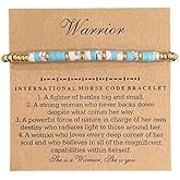 QRH Morse Code Beaded Bracelets Tiny Turquoise Stone Beads Morse Code String Rope Bracelets Godmother New Beginning You'll be Missed BFF Thank You Graduation Baptism Goodbye GIft with Message Card