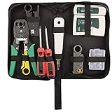 Hiija 9 in 1 Network Tool Kits Professional Cat6 Rj45 Crimp Tool 8P8C Rj45 Connectors Cable Tester 2Pack Screwdriver Stripping Tool Set
