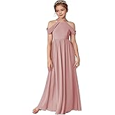M_RAC Off Shoulder Junior Bridesmaid Dresses Flower Girl Dresses Formal Dress for Teen Girls Wedding A-line Chiffon PA015