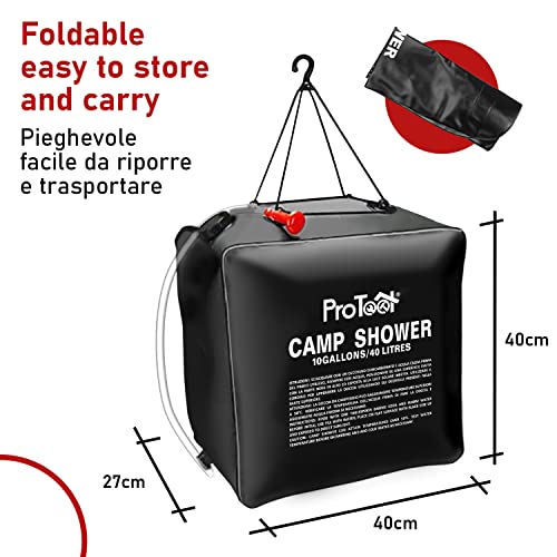 Solar Camping Shower Bag, 20L/40L Solar Heating Maxi Camping Bag, Portable Shower with Removable Hose and Shower Head for Camping, Hiking, Trekking Outdoor Activities