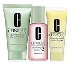 Clinique 3 Step Travel Size Set for Combination Oily to Oily Skin, Liquid Facial Soap Oily Skin (1 Oz) + Clarifying Lotion 3 (1 Oz) + Dramatically Different Moisturizing Gel (0.5 Oz)