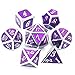 Haxtec Metal DND Dice Purple Silver with PU Leather Dice Bag D&D Dice Set for RPG Compatible with Dungeons and Dragons Gifts TTRPGs-Silver Royal Purple