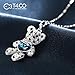 T400 Blue Heart Crystal Teddy Bear Pendant Crystal Necklace Graduation Gifts for Her Girls Daughter