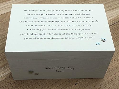 PERSONALISED Shabby Chic ~ MUM MOM Memory Bereavement Box ~ LARGE Keepsake MOTHER In Memory of a MUM OR ANY LOVED ONE ~ MUM ~ MAM ~ MOM ~ MOTHER ~ ANY NAMES Bereavement Loss
