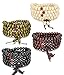 FIBO STEEL 4 Pcs 8MM Wood Beaded Bracelet for Men Women Necklace Buddhist Beads Elastic