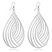 Chic Silver Alloy Hollow Filigree Lightweight Earrings Cutout Teardrop Hook Statement Earrings for Women